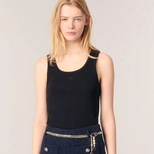 Maje black Rib knit tank top